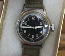WWII US NAVY BLACK FACE 12 HOUR FSSC-88-W800 WRIST WATCH WALTHAM RUNS picture