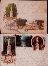 193693 2 Postcard Berlin 1892 Precursor Brandenburg Gate Monument to Queen Luise Löo picture
