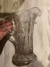 Pressed Glass Pitcher Creamer with Butterflies Early 1900’s picture