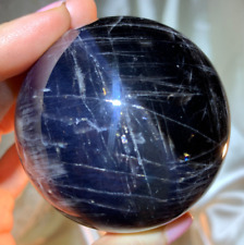 BEAUTIFUL DARK MIDNIGHT NAVY BLUE ROSE QUARTZ OMBRE POLISHED CRYSTAL SPHERE *6 picture