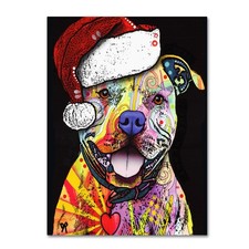 Trademark Fine Art Dean Russo 'beware Of Pit Bulls Christmas Edition' Canvas Art picture