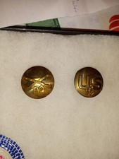 112TH AND US HQ COLLAR BRASS KOREAN WAR ERA ORIGINAL 1950'S DOMED picture