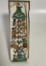 Vtg Bavarian Maypole Christmas Ornament 9.5” GERMAN FOLK ART Maibaum Wax Holiday picture
