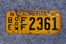 1947 CALIFORNIA License Plate picture