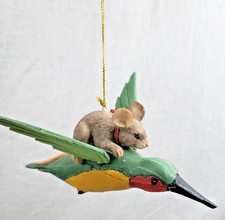 VTG CHARMING TAILS MOUSE ON A HUMMINGBIRD DEAN GRIFF SILVESTRI CHRISTMAS #87071 picture