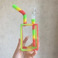 7'' Rainbow Drink Bottle Bong Silicone & Glass Water Pipe Smoking Hookah Shisha picture