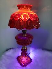 RARE L.E. Smith Moon and Star Lamp Hurricane Electric Ruby Amberina picture