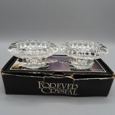 Forever Crystal set of 2 Candle Votive Holder Clear Art Glass round 1.5