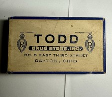1943 Todd Drug Store Dayton OH Vintage Prescription Pill Box Birthday Gift picture