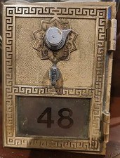 Vintage ~ USPS P.O.Box Brass Door Combination Lock w/ Etched Glass, USA Made🇺🇸 picture