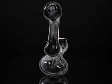 Mini Black Glass Bubbler Tobacco Pipe Smoky Marbled Compact Design picture