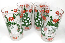 Continental Can Company Hazelware Christmas Tumbler Set Of 4 Vintage 1950s picture