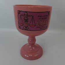 Indiana Tiara Pink Glass Libra Zodiac Goblet 8
