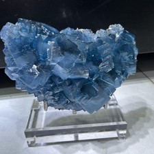 11.3LB Rare Natural Blue Fluorite Mineral Specimens Crystal Quartz Healing+Stand picture