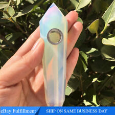 AAA Natural Healing Opal Quartz Crystal Smoking Pipe Obelisk Wand W/ Carb Hole picture