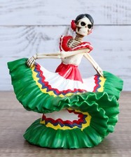 Ebros Day of The Dead Green Gown Lady Skeleton Dancer Figurine Sugar Skull 5.25