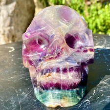 3.14LB Natural fluorite skull quartz hand carved crystal skull healing picture