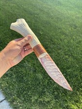 Huge Elk Antler Mookiate Jasper Skinning Knife Flint Knapping Rendezvous Knives￼ picture