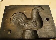 Resin Wood Vintage Chicken Butter Mold Block Hand Carved Primitive Patina 6x4.5 picture