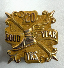VTG Goodyear 20 Years Employee Service Pin 10K Gold Wingfoot Tanner cTo 2.9g picture