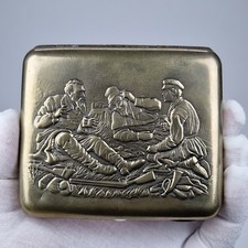 Vintage Soviet Cigarette Case Hunters Artel Pobeda Moscow USSR 1950s Portcigar picture