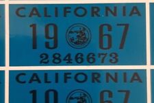 1967 california license plate registration yom sticker  picture