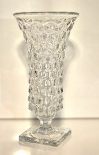 Vtg Fostoria American Clear Crystal Square Footed Flower Vase 9.75