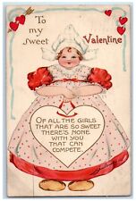 1910 Valentine Dutch Fat Woman Hearts Philadelphia Pennsylvania PA Postcard picture