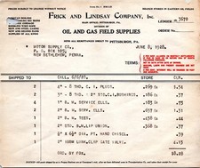 1928 Billhead - Frick and Lindsay Company, Pittsburgh PA - Oil and Gas Field picture