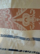 2 Yards Striped Damask Upholstery Fabric Pastel Apricot, Blue, Taupe picture