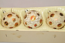 Lot VTG Milk Glass SUN RISING Pictured Glitter BALL Christmas Ornaments Romania picture