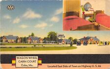 Cuba Missouri 1940s Postcard Wagon Wheel Cabin Court Motel ROUTE 66 picture