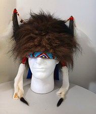 PowWow Regalia Buffalo Horn Bonnet Native American Style picture