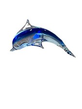 Blue Art Glass Dolphin Hand Blown Beach Nautical Decor picture