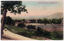 1907-1915 South Approach to Bedford PA Postcard RARE Hand-Colored German Antique picture
