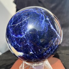 940G Gorgeous Natural Gemstone Sodalite Sphere Quartz Crystal Healing picture