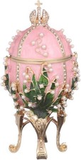 Lilies of the Valley Faberge Egg Replica Pink Jewelry Box Easter Egg Фаберже picture