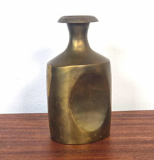 Mid Century Modern Style Brutalist Metal Sculptural Vase Patina 6