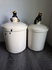 Big Sky Carvers Bearfoots Canister Set of 2 Large Medium Black Bear Jeff Fleming picture