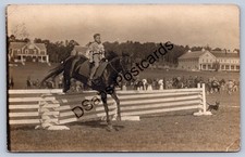 K69/ Fort Dodge Iowa RPPC Postcard c1910 Child Horse Jumping Fence Dog 447 picture