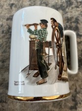 Vintage Norman Rockwell Looking Out To Sea Mug 1985 Gold Trim Museum picture