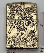 Archangel Michael Satan Benedict Cross Antique Zippo Brass Lighter picture