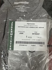 Jägermeister Bartender Shirt Womens Size Medium Gray Long Sleeve 1/4 Button NEW picture