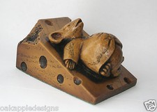 Church Mouse Asleep on Cheese Unique Collectable Ornament Gift Hand Made Mice. picture