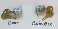 PAIR of LOCKS (2) & KEYS (4) for Duncan Model 50 with Standard door & coin box. picture