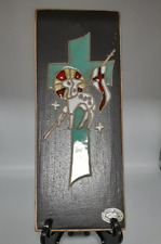 Vintage Signed Goldscheider Enamel Ceramic Religious Icon Tile Germany picture