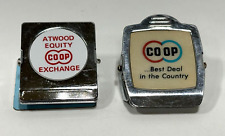 Vtg Advertising Coop Magnetic Metal Clip Paper Clip feed collectible lot of 2 picture