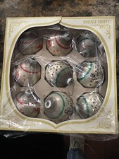 EXTREMELY RARE - Shiny Brite Box w/ 9 Stencil Frosty Snowman & Santa Claus EX picture