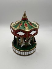 Vintage 1991 Noma Mirror Carousel 4 Horses Merry-Go-Round Ornament 4” picture