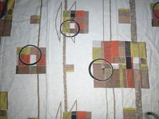 Pr Vtg Mid Century MOD Atomic Geometric Pinch Pleat Curtains 24x80